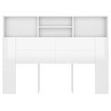 ZNTS Headboard Cabinet High Gloss White 140x19x103.5 cm 811868