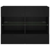 TV Wall Cabinet with LED Lights Black 78.5x30x60.5 cm 837100