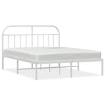 Metal Bed Frame without Mattress with Headboard White 140x190cm 353684