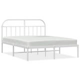 Metal Bed Frame without Mattress with Headboard White 140x190cm 353684