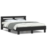 Bed Frame Black Engineered wood and Plywood Double Bed Frame 3207547