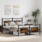 Bed Frame without Mattress Smoked Oak 140x190 cm Engineered Wood 4106761