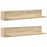 Wall Shelves 2 pcs Sonoma Oak 100x16.5x16.5 cm Engineered Wood 860042