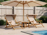 Deck Chair 2 pcs 3 Position Solid Eucalyptus Wood Beige 3407814