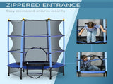 4.6FT/55" Kids Trampoline with Safety Enclosure, Outdoor Indoor Use, for Ages 3-10 Years, Blue T3398P348062