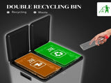 56L Dual Compartment Stainless Steel Bin, with Deodoriser Holders - Silver Tone T3398P424965