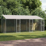 Dog Cage with Roof Silver 600 x 200 x 256 cm Steel and PE 3368299