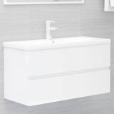 Sink Cabinet with Built-in Basin High Gloss White Engineered Wood 3071654