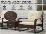 Three-Piece Rocking Chair Rattan Bistro Set - Brown T3398P328501