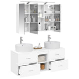 Bathroom Furniture Set 4 pcs White Engineered Wood and Glass 3406895