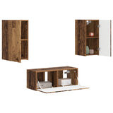 TV Cabinet Set Wall-mounted 2 pcs Old Wood Engineered Wood 3408968