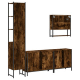 4 Piece Bathroom Furniture Set Smoked Oak Engineered Wood 3214692
