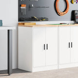 Garage Storage Cabinet White 60x51x85 cm Solid Wood Pine 860571