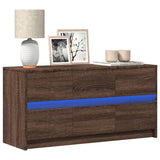 TV Cabinet with LED Brown Oak 100x34x50 cm Engineered Wood 852221