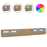 TV Cabinet with LED Lights Artisan Oak 300x35x40 cm Engineered Wood 3329170