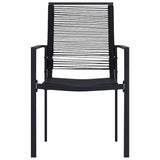 Dining Set Black Glass, Powder-Coated Steel, PVC Hollow Rattan 3060265