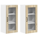 Wall Glass Cabinet LUCCA 2 pcs Sonoma Oak 40 x 31 x 80 cm 884990
