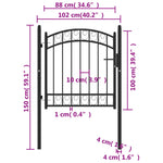 ZNTS Fence Gate with Arched Top Steel 100x100 cm Black 146368