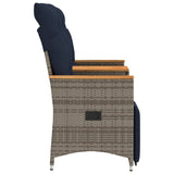Reclining Garden Sofa 2-Seater with Table Grey Poly Rattan 365724