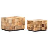 Coffee Tables 2 pcs with Block Design Rough Mango Wood 286435