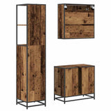 Bathroom Furniture Set with Door 3 pcs Old Wood Engineered Wood 3402518