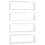 ZNTS Wall Cube Shelf 4 pcs High Gloss White 80x15x26.5cm Engineered Wood 807125