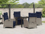 Garden Dining Set with Cushion 5 pcs Grey and Black Rattan 3380583