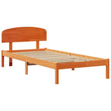 Bed Frame with Headboard Wax Brown 90 x 200 cm Solid Pine Wood 872082