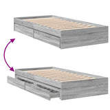 Bed Frame with Drawers without Mattress Grey Sonoma 75x190 cm Small Single 3280718