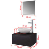 Four Piece Bathroom Furniture Set with Basin with Tap Black 273685