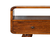 Solid Wood Mini Chestnut Curved Media Unit, 2 Drawers and Open Slot, Dark Brown B2743P402944