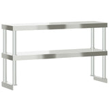 Work Table Overshelf 2-Tier 110x30x65 cm Stainless Steel 376449