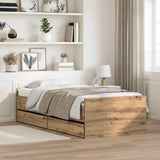 Bed Frame with Drawer Artisan Oak 90 x 190 cm Solid Pine Wood 3403208