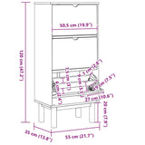 Shoe Cabinet OTTA with 3 Drawers Brown&Grey Solid Wood Pine 351310