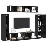 TV Cabinet Set Wall-mounted 8 pcs Black oak Engineered wood 3393325