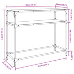 ZNTS Console Table with Transparent Glass Top 98x35x81 cm Steel 846026