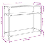 ZNTS Console Table with Transparent Glass Top 98x35x81 cm Steel 846026