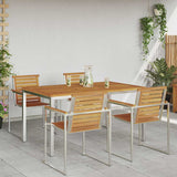 Dining Table 150x90x75 cm Solid Acacia Wood and Stainless Steel 42006187