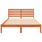 Bed Frame with Headboard Wax Brown 140 x 210 cm Solid Pine Wood 872313