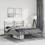 Metal Bed Frame without Mattress with Footboard Black 150x200cm 353557