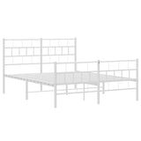 Metal Bed Frame without Mattress with Footboard White 120x190cm 355723