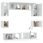 8 Piece TV Cabinet Set White Engineered Wood 3114406