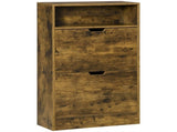 Shoe Cabinet with 2 Flip Doors, Slim 2-Drawer Shoe Cupboard with Adjustable Divider and Open T3398P342300