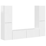 TV Cabinet Set 6 pcs High Gloss White Engineered Wood 3409109