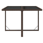 Garden Table Brown 109x107x74 cm Poly Rattan and Glass 316788