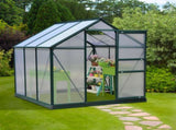 6 x 6ft Polycarbonate Greenhouse, Large Walk-In Green House with Slide Door and Window, Garden T3398P314191