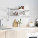 2-Tier Wall Shelf 100x30x60 cm Silver Stainless Steel 30310