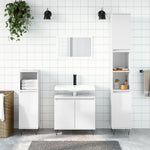 ZNTS 3 Piece Bathroom Cabinet Set High Gloss White Engineered Wood 3187791