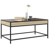 ZNTS Coffee Table with Infinity LED Sonoma Oak 90x50x41 cm 847688