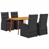 Garden Dining Set 5 pcs Black Poly Rattan 3172829